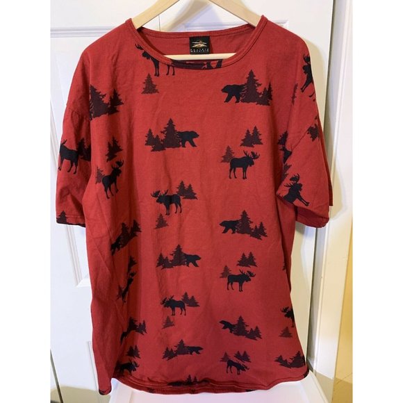 VTG T SHIRT ANIMAL‎ PRINT PRAIRIE MOUNTAIN SZ XL Men’s Red - Picture 1 of 6